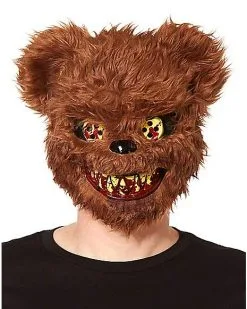 Spirit Halloween Brown Scary Teddy Bear Half Mask