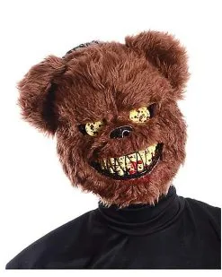 Spirit Halloween Brown Scary Teddy Bear Half Mask -Girls Costumes Shop 01224898 d