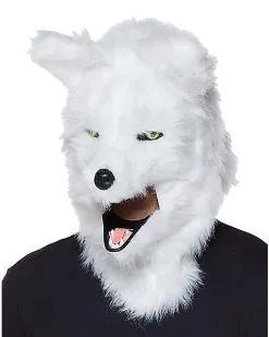 Spirit Halloween Moving Mouth White Wolf Full Mask -Girls Costumes Shop 01271527 d