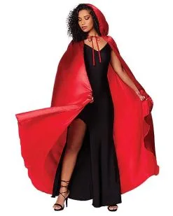 Spirit Halloween Red Satin Hooded Womens Cape
