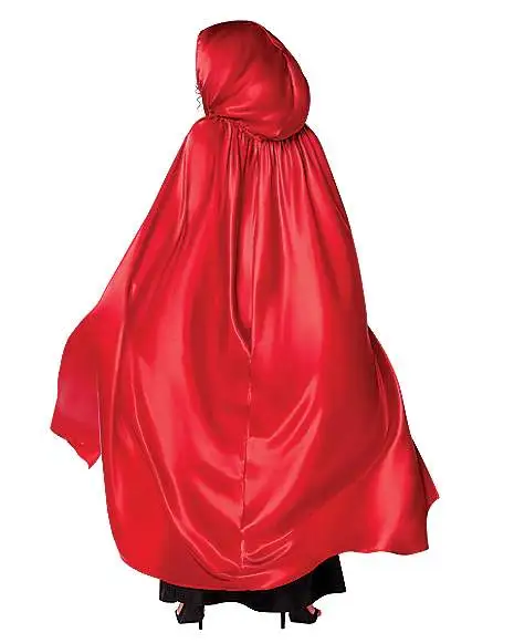 Spirit Halloween Red Satin Hooded Womens Cape 2 Spirit Halloween Red Satin Hooded Womens Cape - Image 2