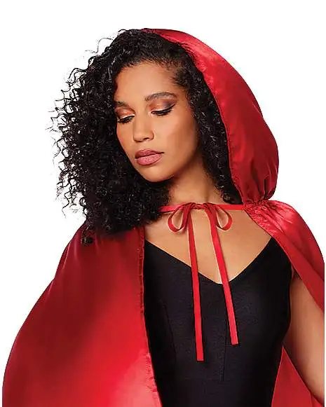 Spirit Halloween Red Satin Hooded Womens Cape 3 Spirit Halloween Red Satin Hooded Womens Cape - Image 3
