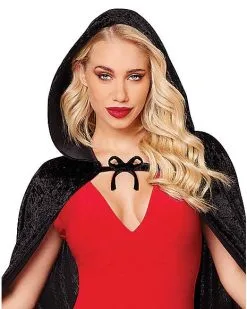 Spirit Halloween Black Velvet Hooded Womens Cape -Girls Costumes Shop 01279561 c