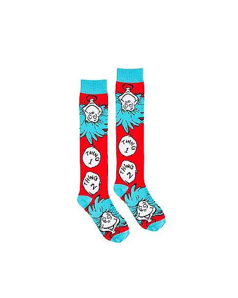 Spirit Halloween Thing 1 And 2 Knee High Socks - Dr. Seuss 1 Spirit Halloween Thing 1 And 2 Knee High Socks - Dr. Seuss