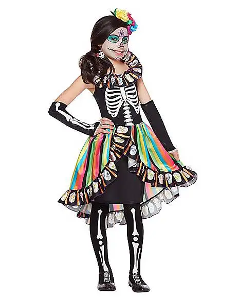 Spirit Halloween Kids Rainbow Sugar Skull Costume 1 Spirit Halloween Kids Rainbow Sugar Skull Costume