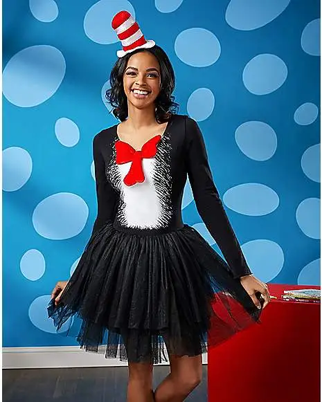 Spirit Halloween Adult Cat In The Hat Tutu Dress - Dr. Seuss 1 Spirit Halloween Adult Cat In The Hat Tutu Dress - Dr. Seuss