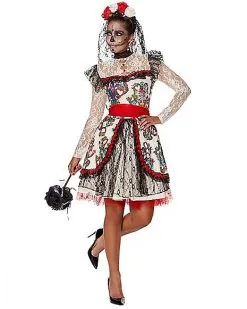 Spirit Halloween Adult Sugar Skull Bride Costume -Girls Costumes Shop 01346576 c