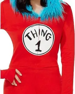 Spirit Halloween Adult Thing 1 And Thing 2 Romper Costume - Dr. Seuss -Girls Costumes Shop 01360049 c