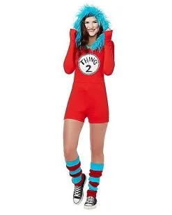 Spirit Halloween Adult Thing 1 And Thing 2 Romper Costume - Dr. Seuss -Girls Costumes Shop 01360049 d