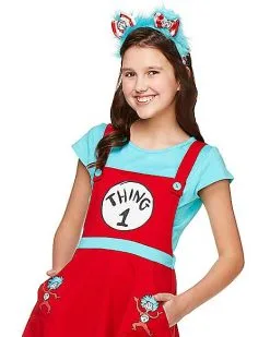 Spirit Halloween Tween Thing 1 And 2 Jumper Dress Costume - Dr. Seuss -Girls Costumes Shop 01369214 c
