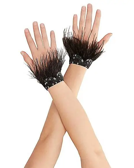 Spirit Halloween Black Faux Feather Raven Gloves 1 Spirit Halloween Black Faux Feather Raven Gloves