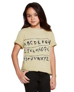 Spirit Halloween Kids Stranger Things Alphabet Wall T Shirt - Stranger Things 8 Spirit Halloween Kids Stranger Things Alphabet Wall T Shirt - Stranger Things -Girls Costumes Shop 01381797 c