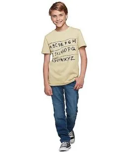 Spirit Halloween Kids Stranger Things Alphabet Wall T Shirt - Stranger Things 10 Spirit Halloween Kids Stranger Things Alphabet Wall T Shirt - Stranger Things -Girls Costumes Shop 01381797 e