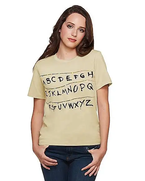 Spirit Halloween Adult Alphabet Wall T Shirt - Stranger Things 4 Spirit Halloween Adult Alphabet Wall T Shirt - Stranger Things - Image 4