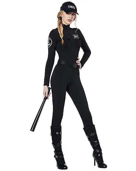 Spirit Halloween Adult SWAT Catsuit Costume 1 Spirit Halloween Adult SWAT Catsuit Costume