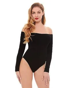 Spirit Halloween Off The Shoulder Black Bodysuit -Girls Costumes Shop 01392307 a