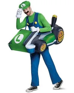 Spirit Halloween Adult Luigi Kart Inflatable Costume - Mario Kart -Girls Costumes Shop 01394071 c