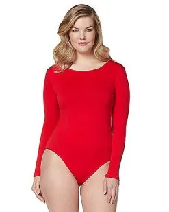 Spirit Halloween Long Sleeve Red Bodysuit -Girls Costumes Shop 01394188 a
