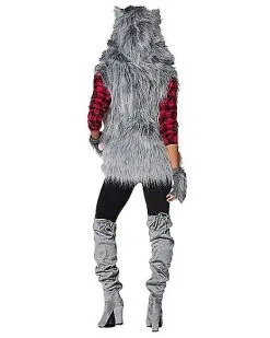 Spirit Halloween Adult Faux Fur Wolf Vest -Girls Costumes Shop 01401173 d
