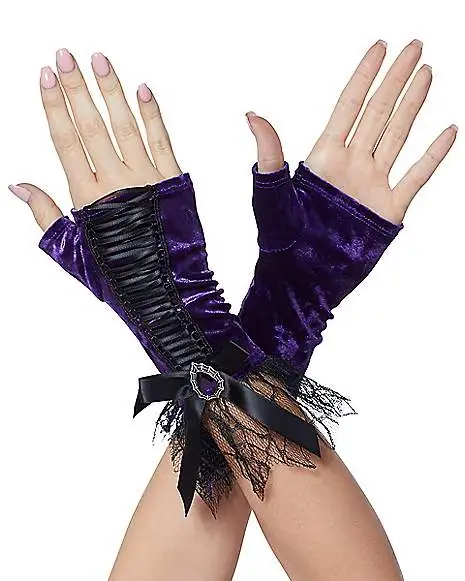 Spirit Halloween Purple Velvet Witch Gloves - Deluxe 2 Spirit Halloween Purple Velvet Witch Gloves - Deluxe - Image 2