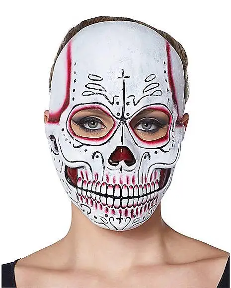 Spirit Halloween Red Sugar Skull Half Mask 1 Spirit Halloween Red Sugar Skull Half Mask