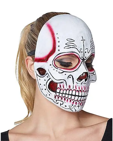 Spirit Halloween Red Sugar Skull Half Mask 2 Spirit Halloween Red Sugar Skull Half Mask - Image 2