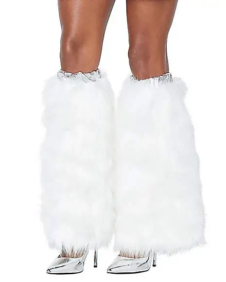 Spirit Halloween White Faux Fur Leg Warmers 2 Spirit Halloween White Faux Fur Leg Warmers - Image 2