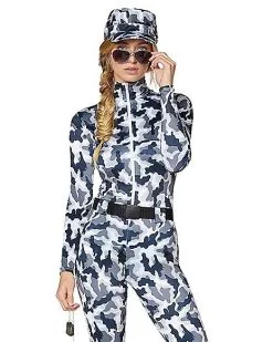 Spirit Halloween Adult Snow Camo Military Catsuit Costume -Girls Costumes Shop 01425115 c