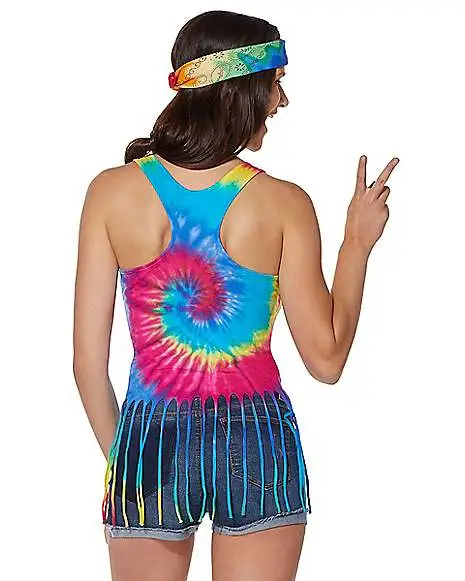Spirit Halloween Tie Dye Fringe Tank Top 2 Spirit Halloween Tie Dye Fringe Tank Top - Image 2