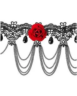 Spirit Halloween Day Of The Dead Rose Lace Choker Necklace