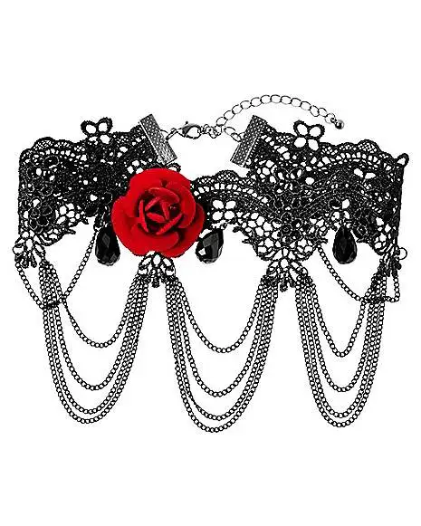 Spirit Halloween Day Of The Dead Rose Lace Choker Necklace 2 Spirit Halloween Day Of The Dead Rose Lace Choker Necklace - Image 2