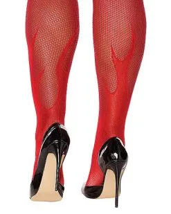 Spirit Halloween Red Devil Flame Fishnet Stockings -Girls Costumes Shop 01441682 c