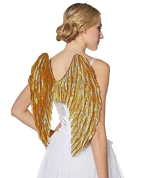 Spirit Halloween Goldtone Feather-Effect Angel Wings 1 Spirit Halloween Goldtone Feather-Effect Angel Wings