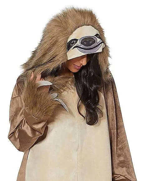 Spirit Halloween Adult Faux Fur Sloth Union Suit 2 Spirit Halloween Adult Faux Fur Sloth Union Suit - Image 2
