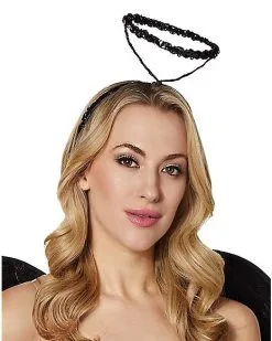 Spirit Halloween Black Sequin Fallen Angel Halo