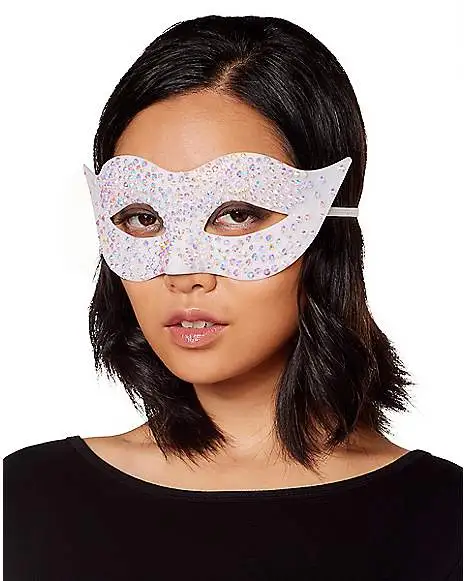 Spirit Halloween White Glitter Eye Half Mask 3 Spirit Halloween White Glitter Eye Half Mask - Image 3