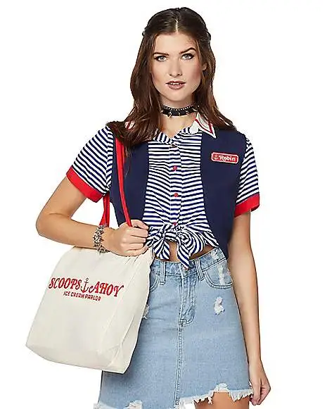 Spirit Halloween Scoops Ahoy Shirt And Tote Bag - Stranger Things 1 Spirit Halloween Scoops Ahoy Shirt And Tote Bag - Stranger Things