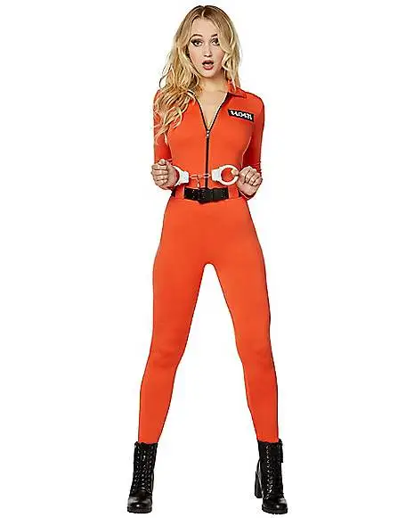 Spirit Halloween Adult Prisoner Catsuit Costume 1 Spirit Halloween Adult Prisoner Catsuit Costume