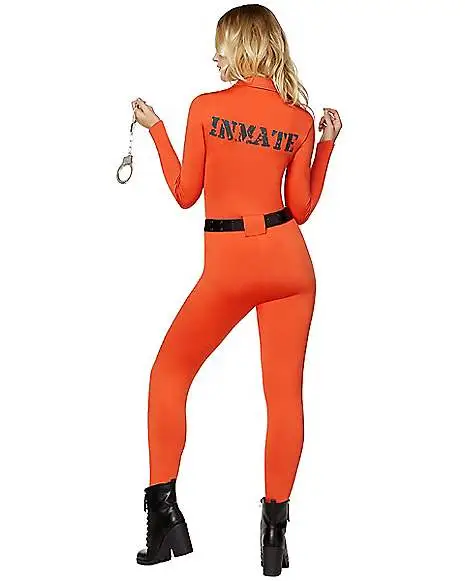 Spirit Halloween Adult Prisoner Catsuit Costume 2 Spirit Halloween Adult Prisoner Catsuit Costume - Image 2