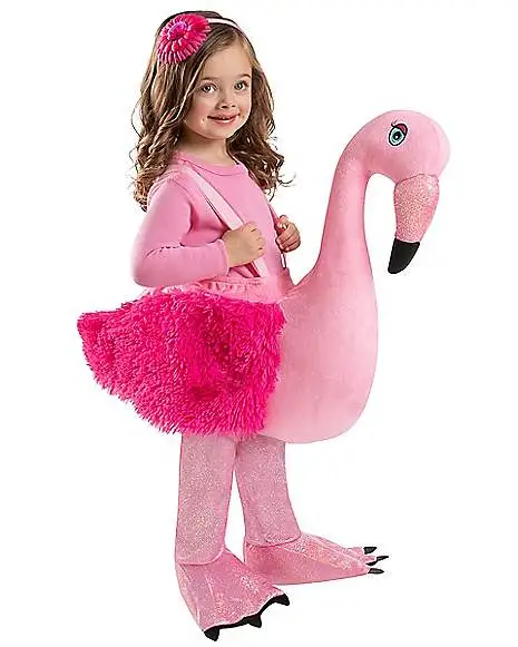 Spirit Halloween Toddler Faux Fur Flamingo Ride-Along Costume 1 Spirit Halloween Toddler Faux Fur Flamingo Ride-Along Costume
