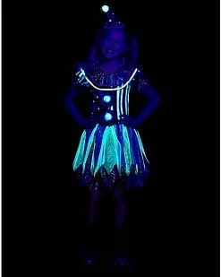 Spirit Halloween Kids Glow In The Dark Neon Clown Costume -Girls Costumes Shop 01472075 c
