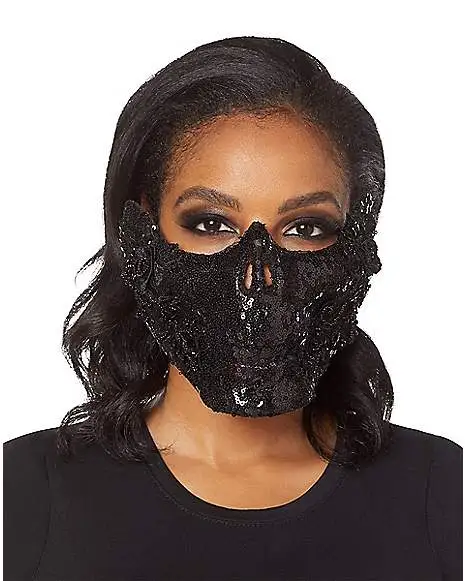 Spirit Halloween Black Skeleton Sequin Half Mask 1 Spirit Halloween Black Skeleton Sequin Half Mask