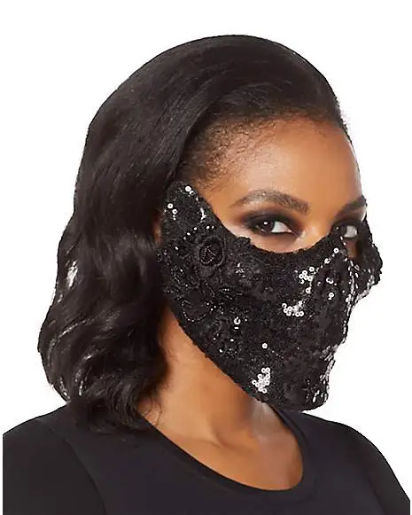 Spirit Halloween Black Skeleton Sequin Half Mask 3 Spirit Halloween Black Skeleton Sequin Half Mask - Image 3