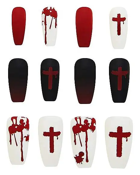 Spirit Halloween Bloody Cross Press On Nails 1 Spirit Halloween Bloody Cross Press On Nails