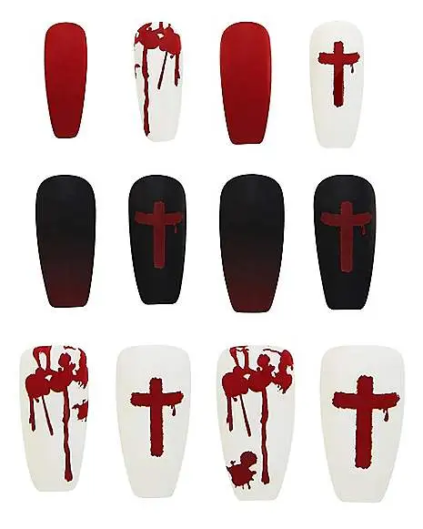 Spirit Halloween Bloody Cross Press On Nails 2 Spirit Halloween Bloody Cross Press On Nails - Image 2