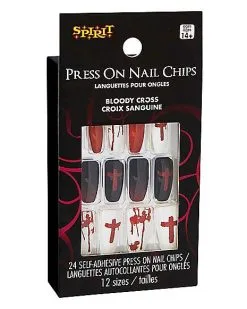 Spirit Halloween Bloody Cross Press On Nails 6 Spirit Halloween Bloody Cross Press On Nails -Girls Costumes Shop 01474204 c
