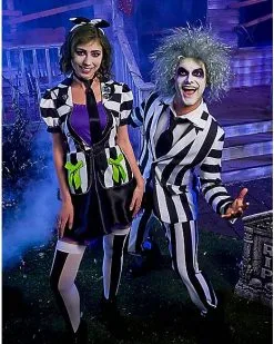 Spirit Halloween Adult Beetlejuice Striped Suit -Girls Costumes Shop 01484245 c