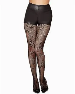 Spirit Halloween Witch Pentagram Fishnet Tights