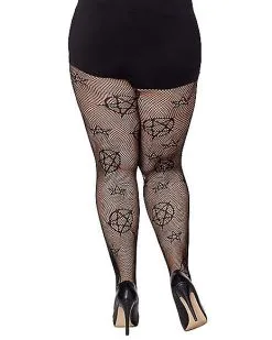 Spirit Halloween Witch Pentagram Fishnet Tights -Girls Costumes Shop 01502681 b