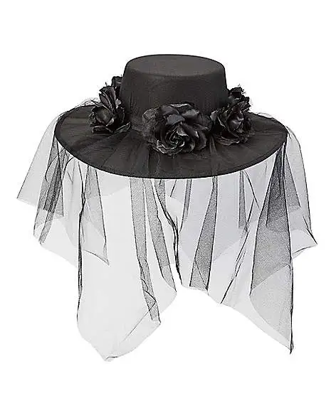 Spirit Halloween Black Veiled Day Of The Dead Flower Hat 2 Spirit Halloween Black Veiled Day Of The Dead Flower Hat - Image 2